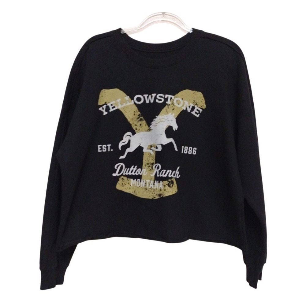 Yellowstone Crop Sweatshirt Women's XXL‎ Black Dutton Ranch Montana Long Sleeves